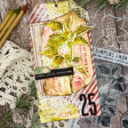 Tim Holtz Festive Collage Stamps with Simon Says Stamp Dies Bundle setfc25 Christmas Tag