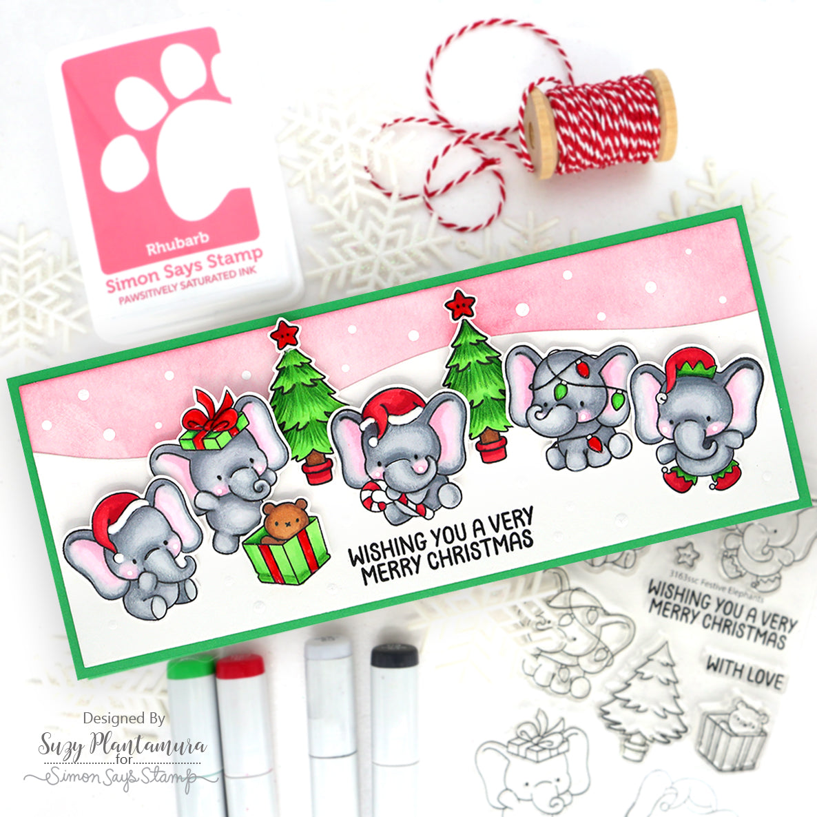 Simon Says Stamps and Dies Festive Elephants set897fe DieCember Christmas Card | color-code:ALT01