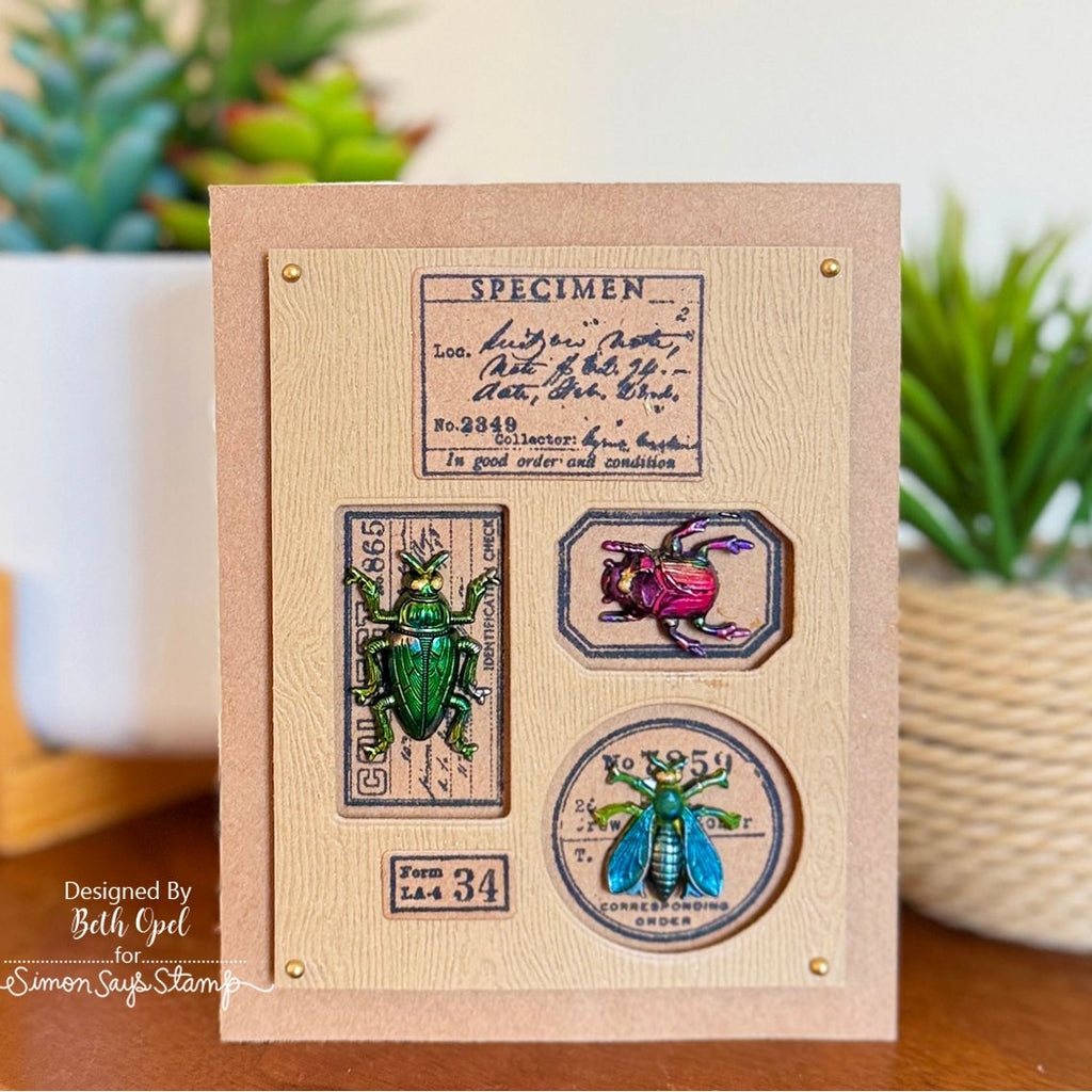 Tim Holtz Field Notes Stamps with Simon Says Stamp Dies Bundle setfn26 Bug Card | color-code:ALT03
