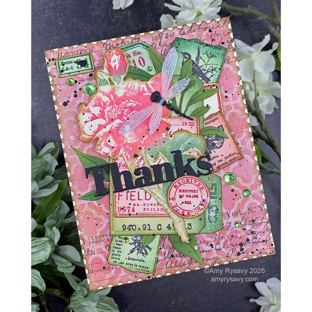 Tim Holtz Field Notes Stamps with Simon Says Stamp Dies Bundle setfn26 Thanks Card | color-code:ALT14