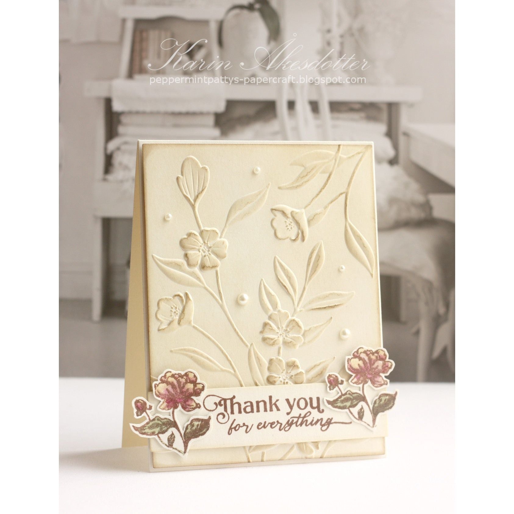 Simon Says Stamp Embossing Folder Floral Bunches sf501 Moments in Time Thank You Card | color-code:ALT08