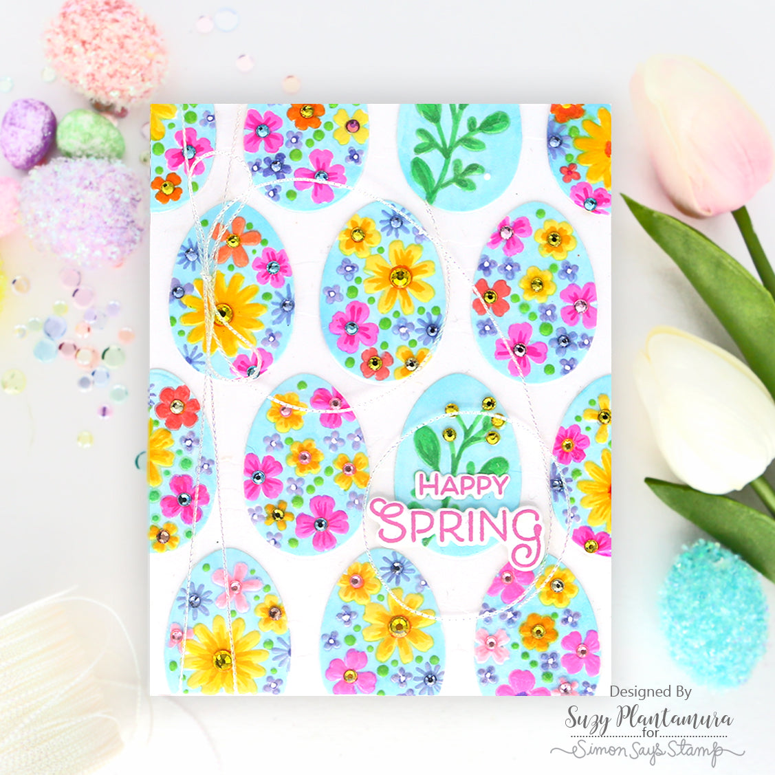 Simon Says Stamp Embossing Folder and Cutting Die Floral Easter Eggs sfd517 Favorite Things Spring Card | color-code:ALT03