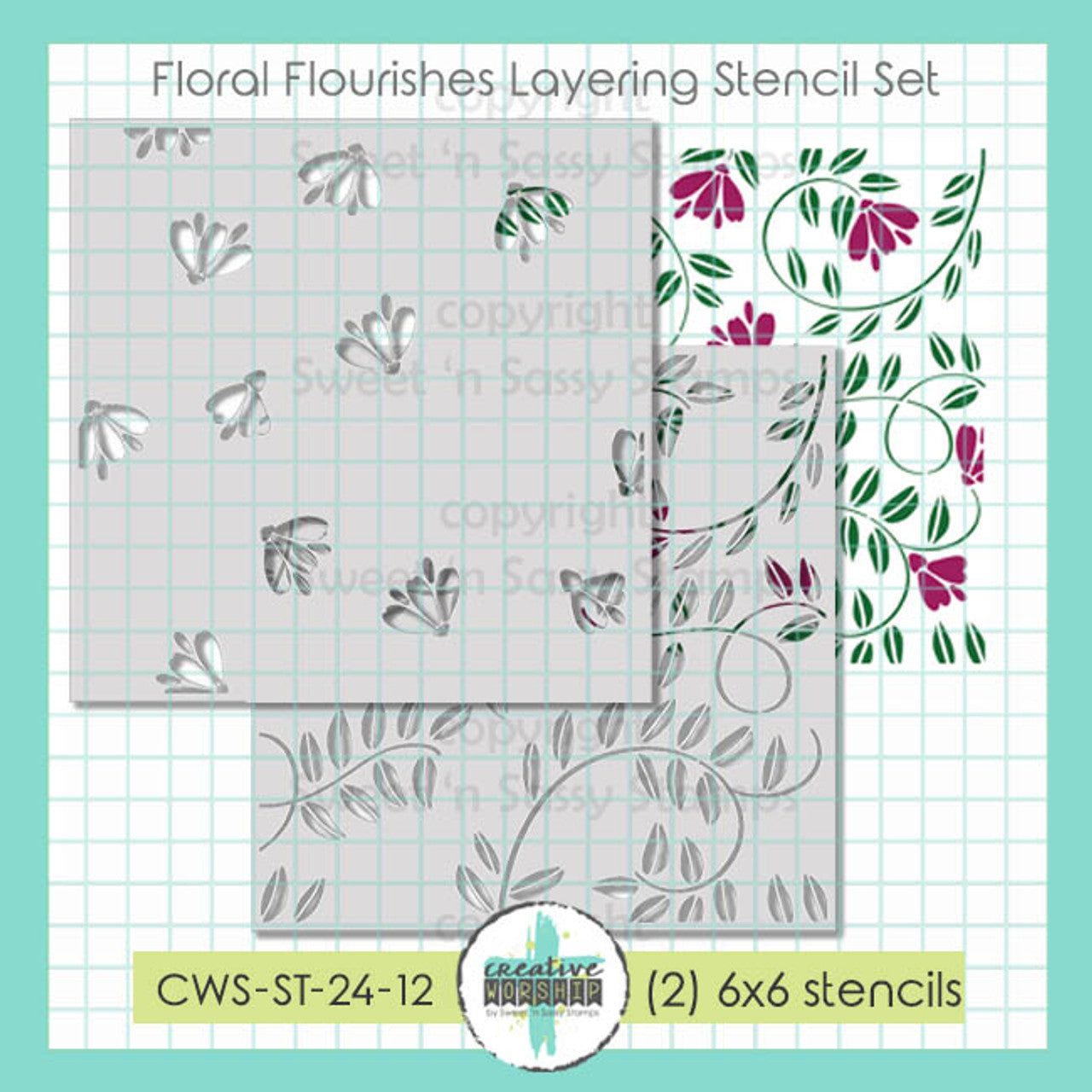 Creative Worship Floral Flourishes Layering Stencils cws-st-24-12
