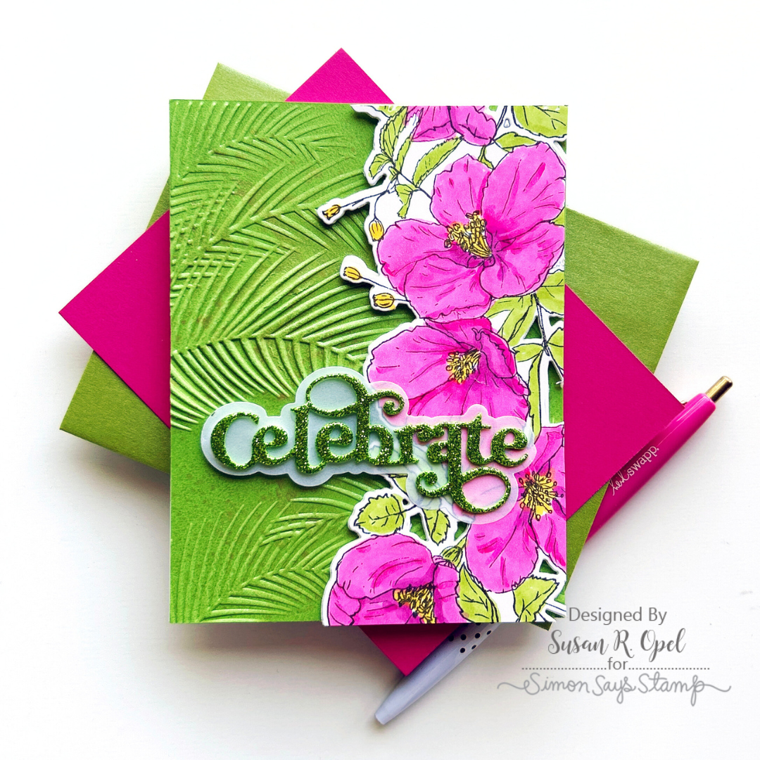 Simon Says Stamp Tim Holtz Floral Trims Bundle setft24 Celebrate Card