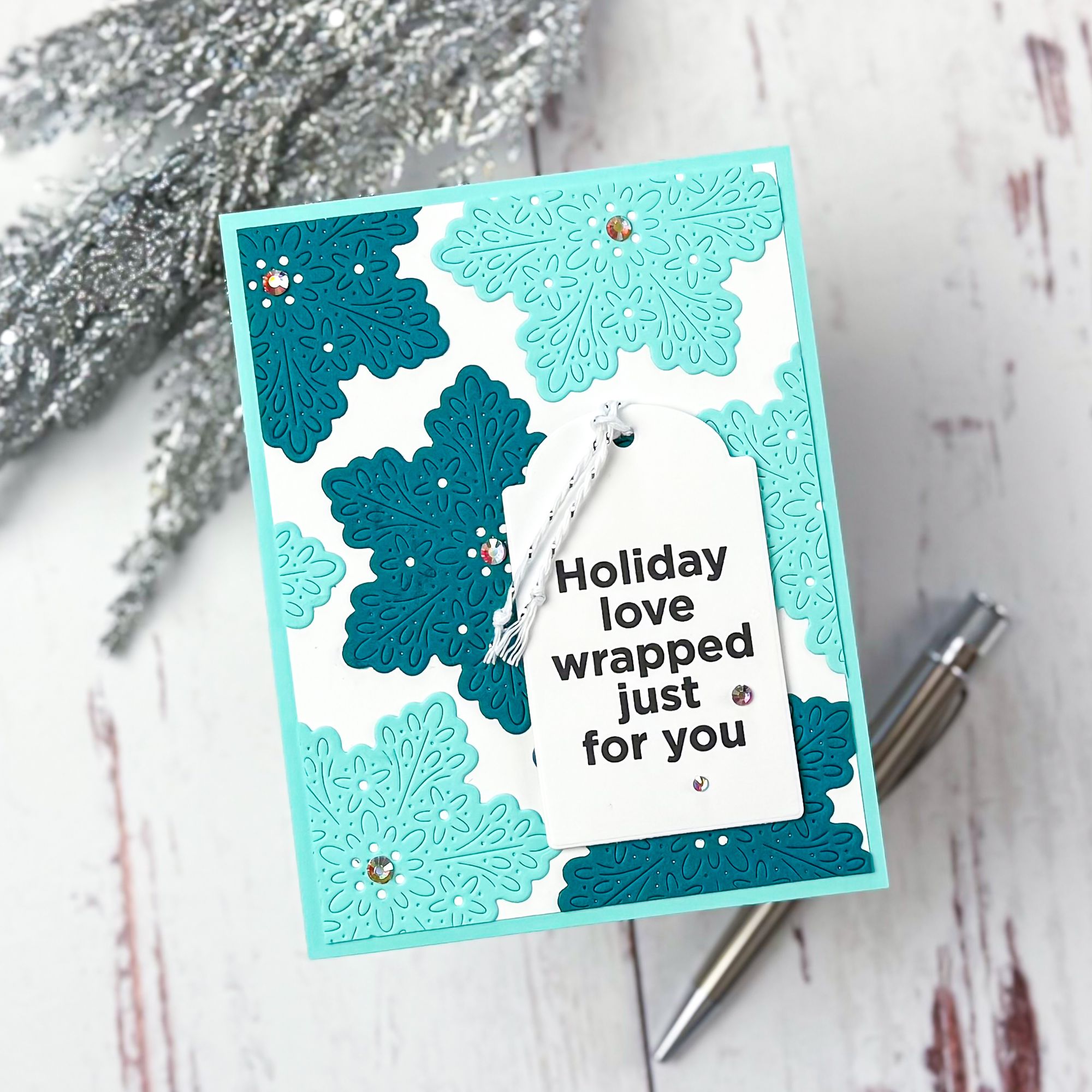 Simon Says Stamp Flourish Snowflake Wafer Dies s1123 DieCember Holiday Card