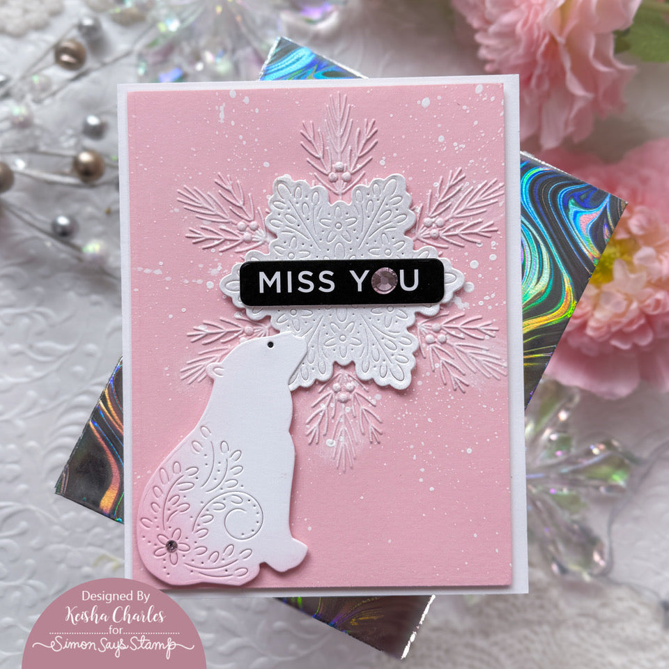 Simon Says Stamp Flourish Snowflake Wafer Dies s1123 DieCember Miss You Card