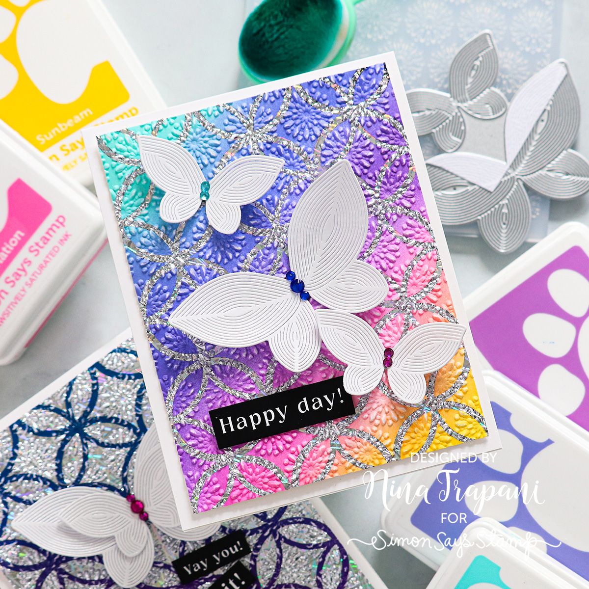 Simon Says Stamp Embossing Folder Flower Buds Unfolding sf396 Celebrate Happy Day Card | color-code:ALT03