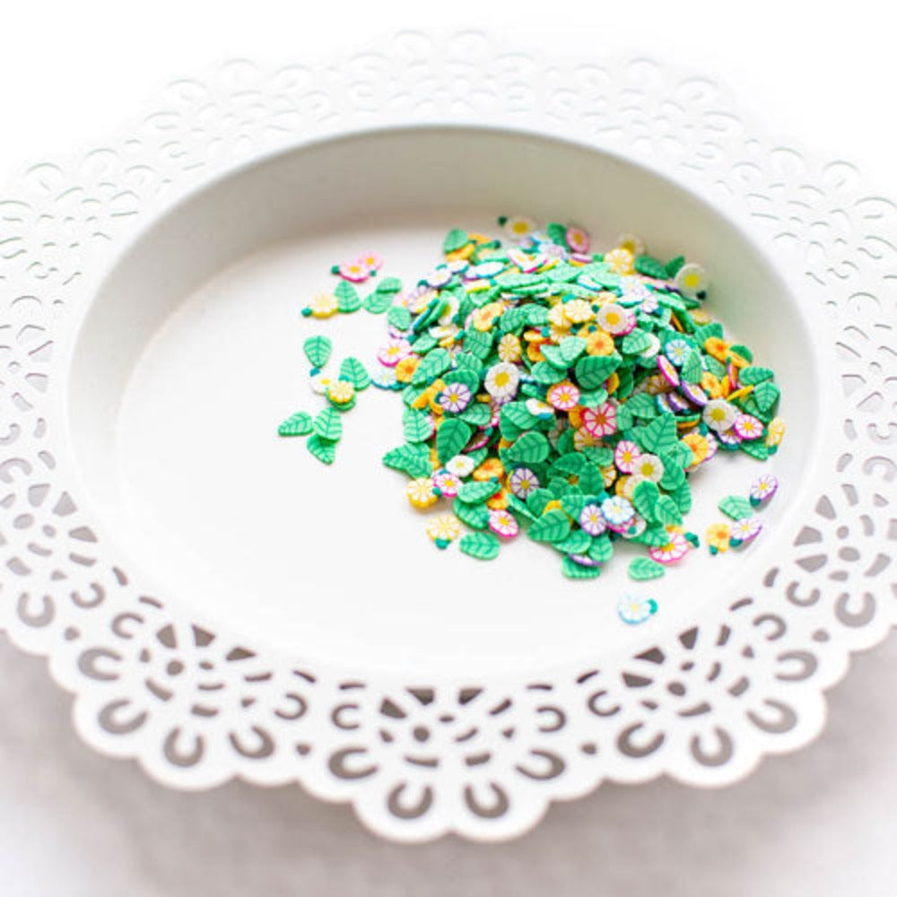 Pretty Pink Posh Flower Garden Mix Clay Confetti close detail