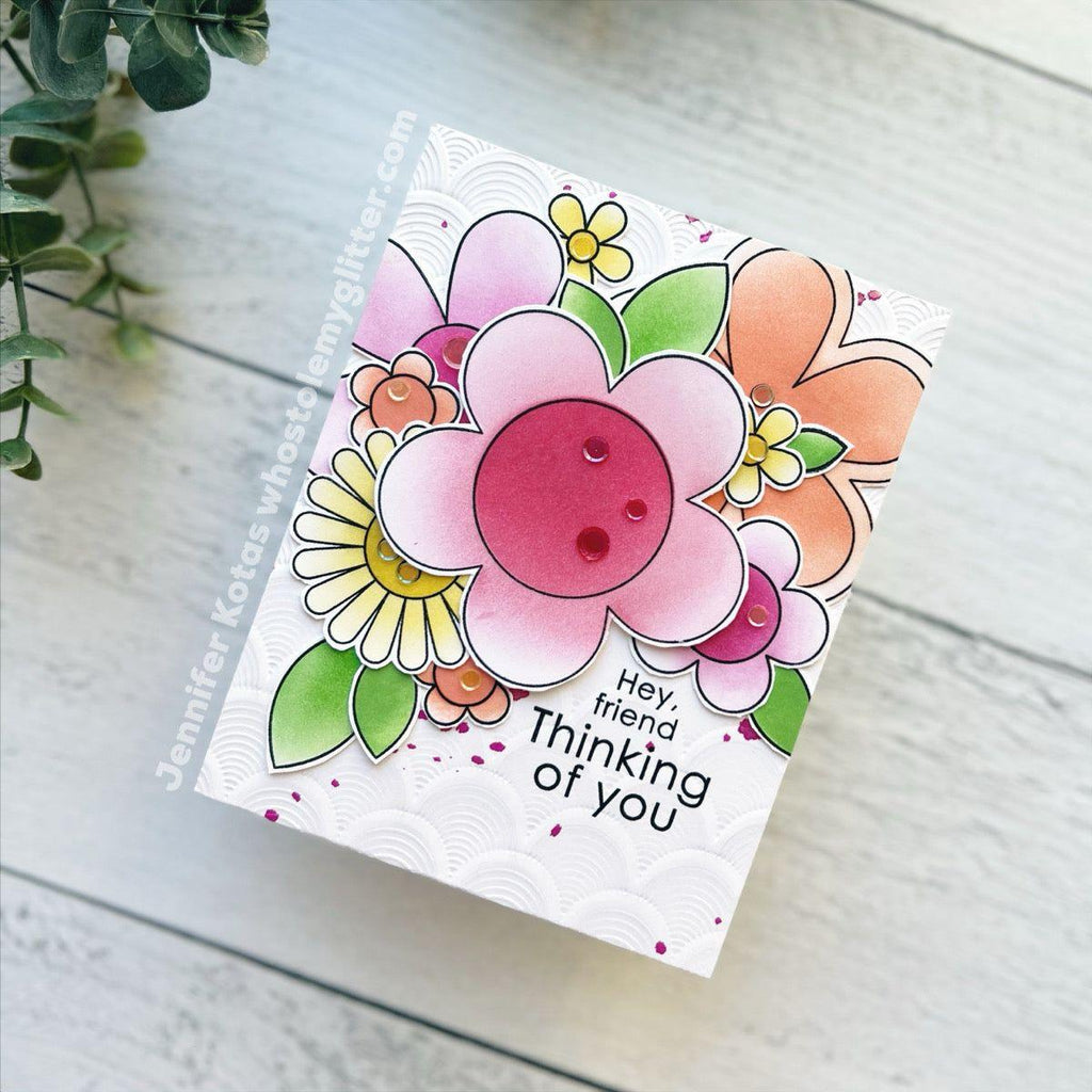 Simon Says Stamp Stencil Flower Power 1000stc Celebrate Thinking of You Card