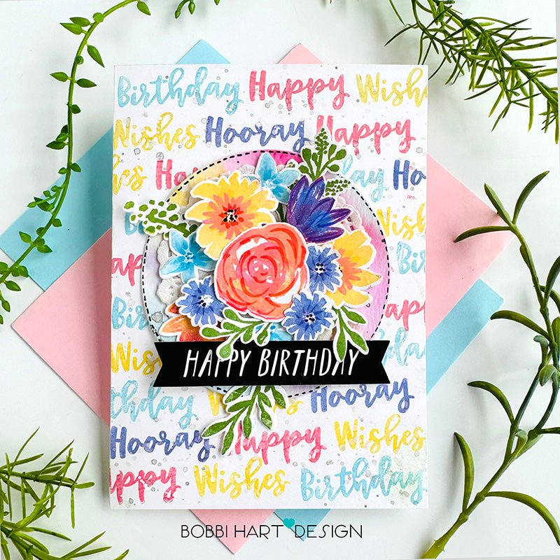 Simon Says Stamp Watercolor Bouquet Wafer Dies 1593sdc Birthday Card