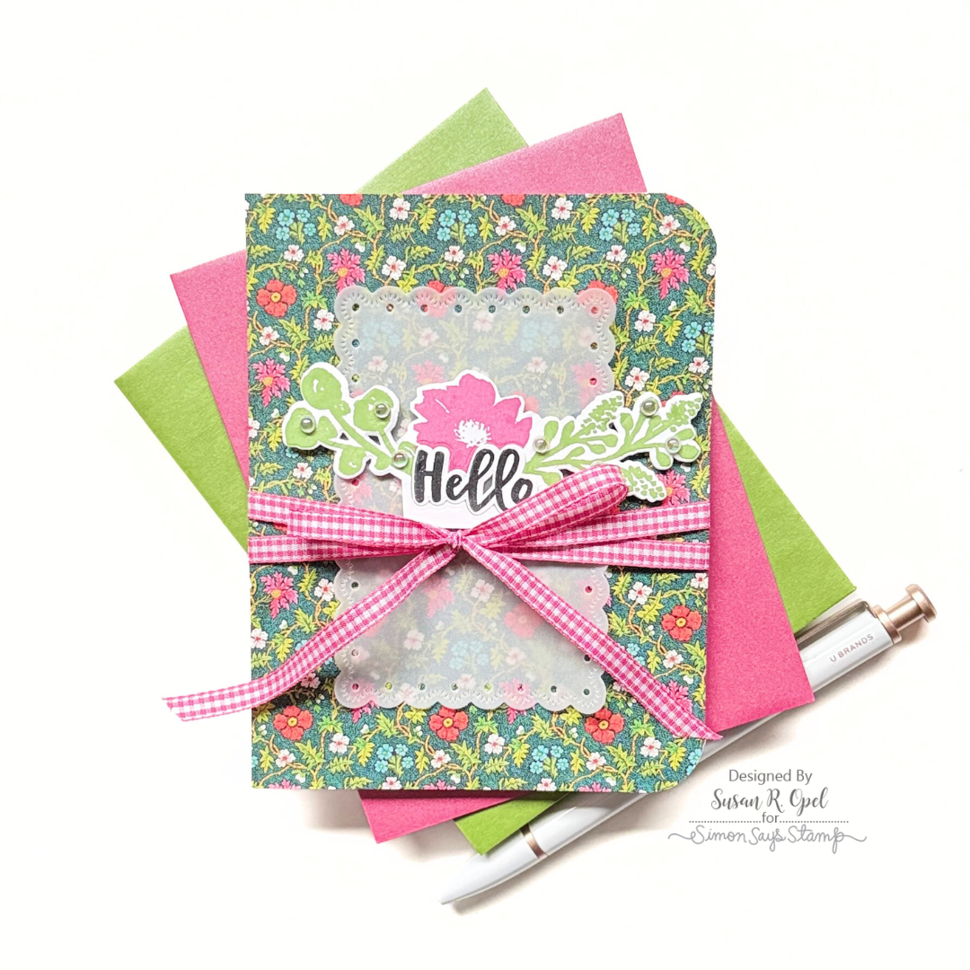 Simon Says Stamp Watercolor Bouquet Wafer Dies 1593sdc Hello Card | color-code:ALT12