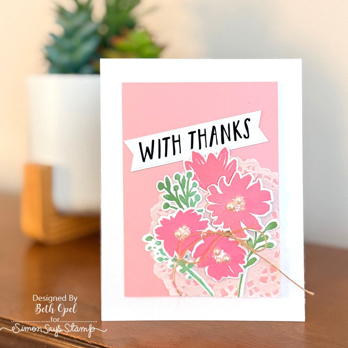 Simon Says Stamp and Dies Watercolor Bouquet set1167wb Thanks Card | color-code:ALT03