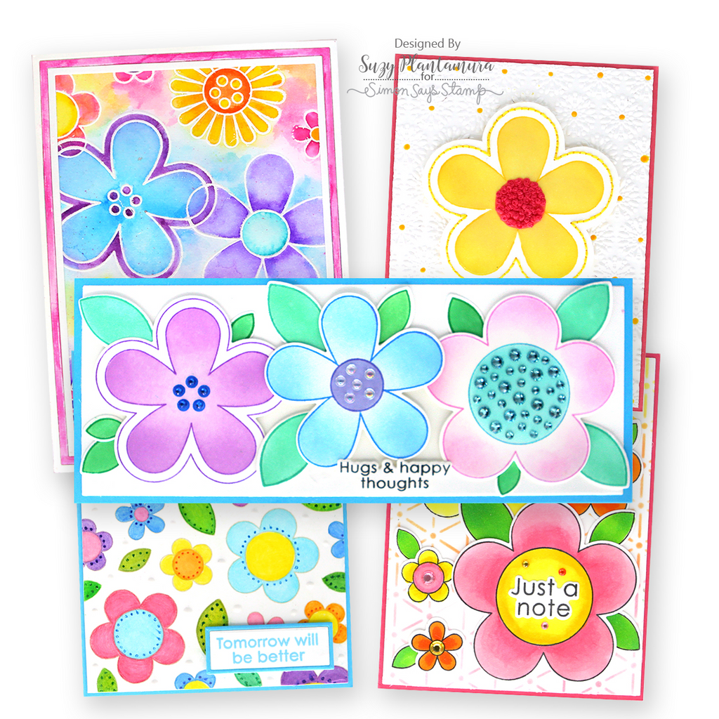 Simon Says Stamp Flower Power Wafer Dies 1014sdc Celebrate Card Set | color-code:ALT05