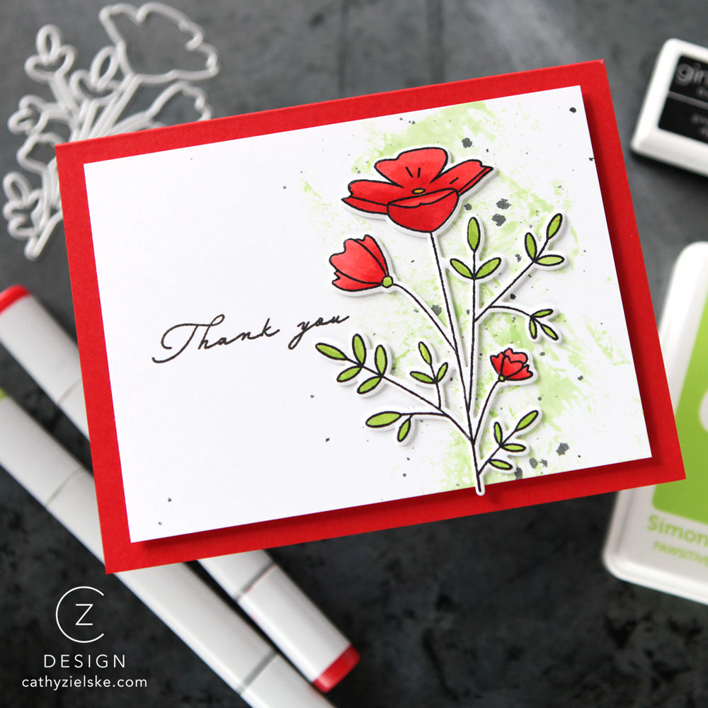 Rainbow Splash Clear Stamps Enchanted Blooms rs112c green Thank You Card