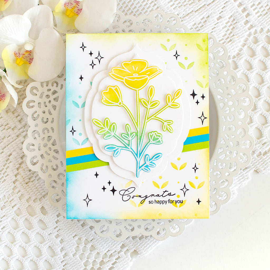 Rainbow Splash Stamps and Dies Enchanted Blooms rs26set Congrats Card | color-code:ALT02