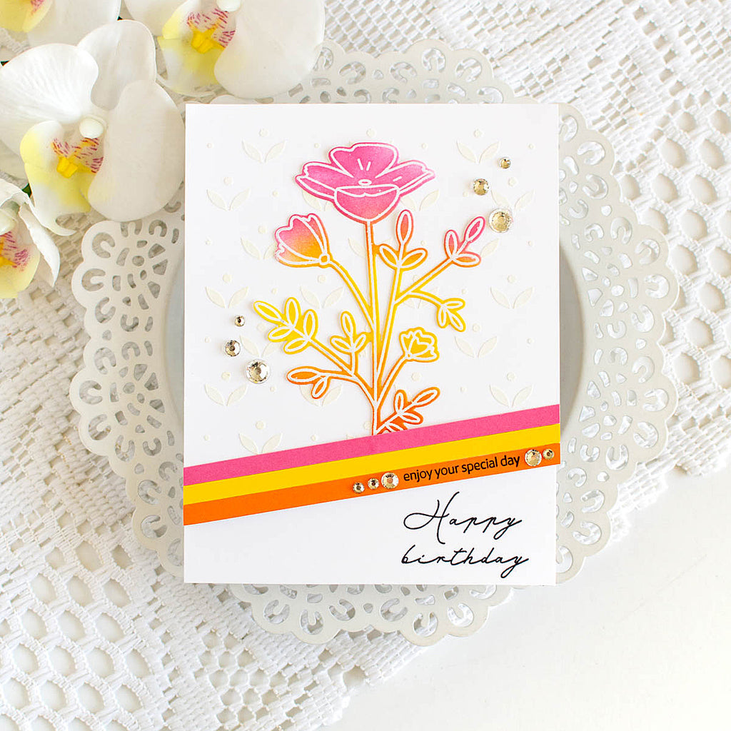 Rainbow Splash Stamps and Dies Enchanted Blooms rs26set Birthday Card | color-code:ALT01