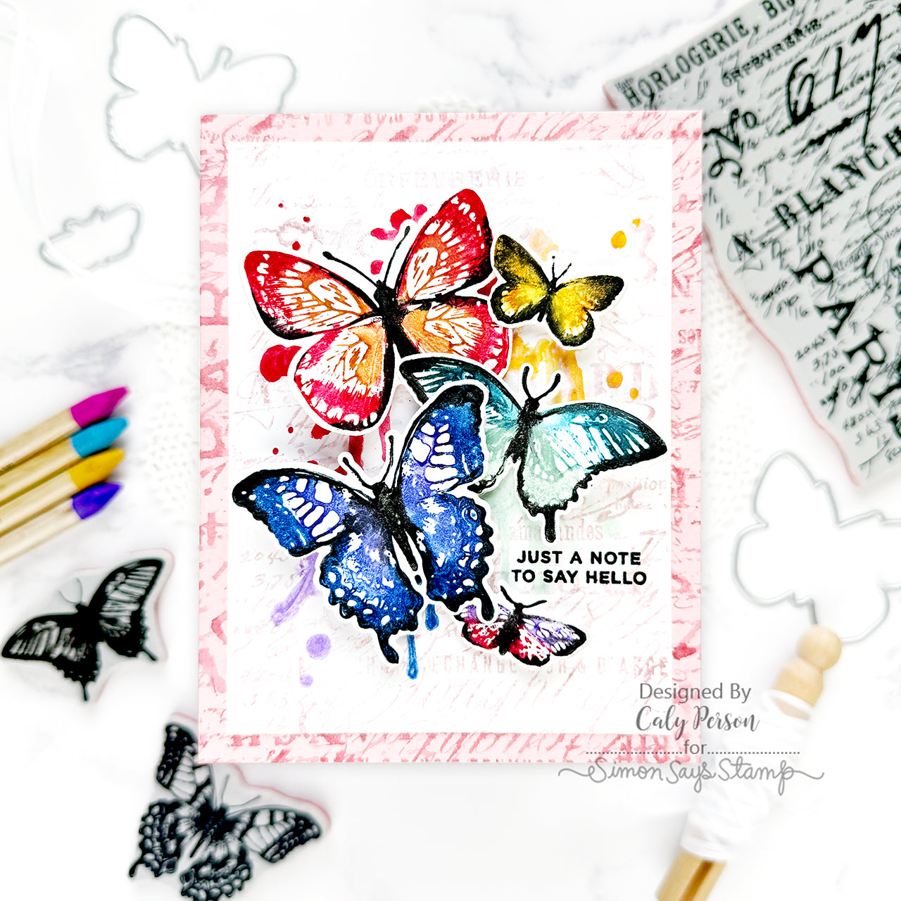 Simon Says Stamp Flutter Wafer Dies 294sss Hello Card | color-code:ALT01