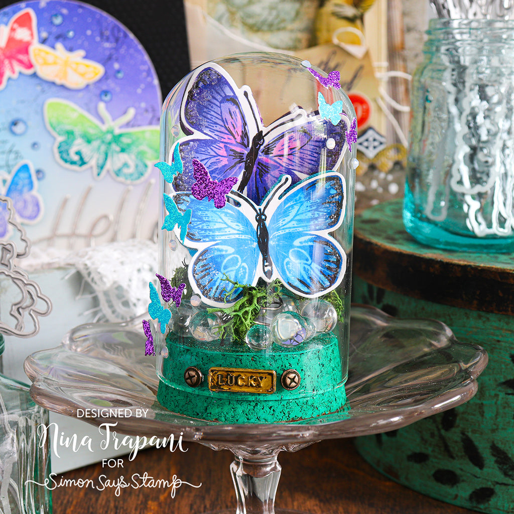 Tim Holtz Flutter Stamps with Simon Says Stamp Dies Bundle setfl25 Butterfly Dome | color-code:ALT02