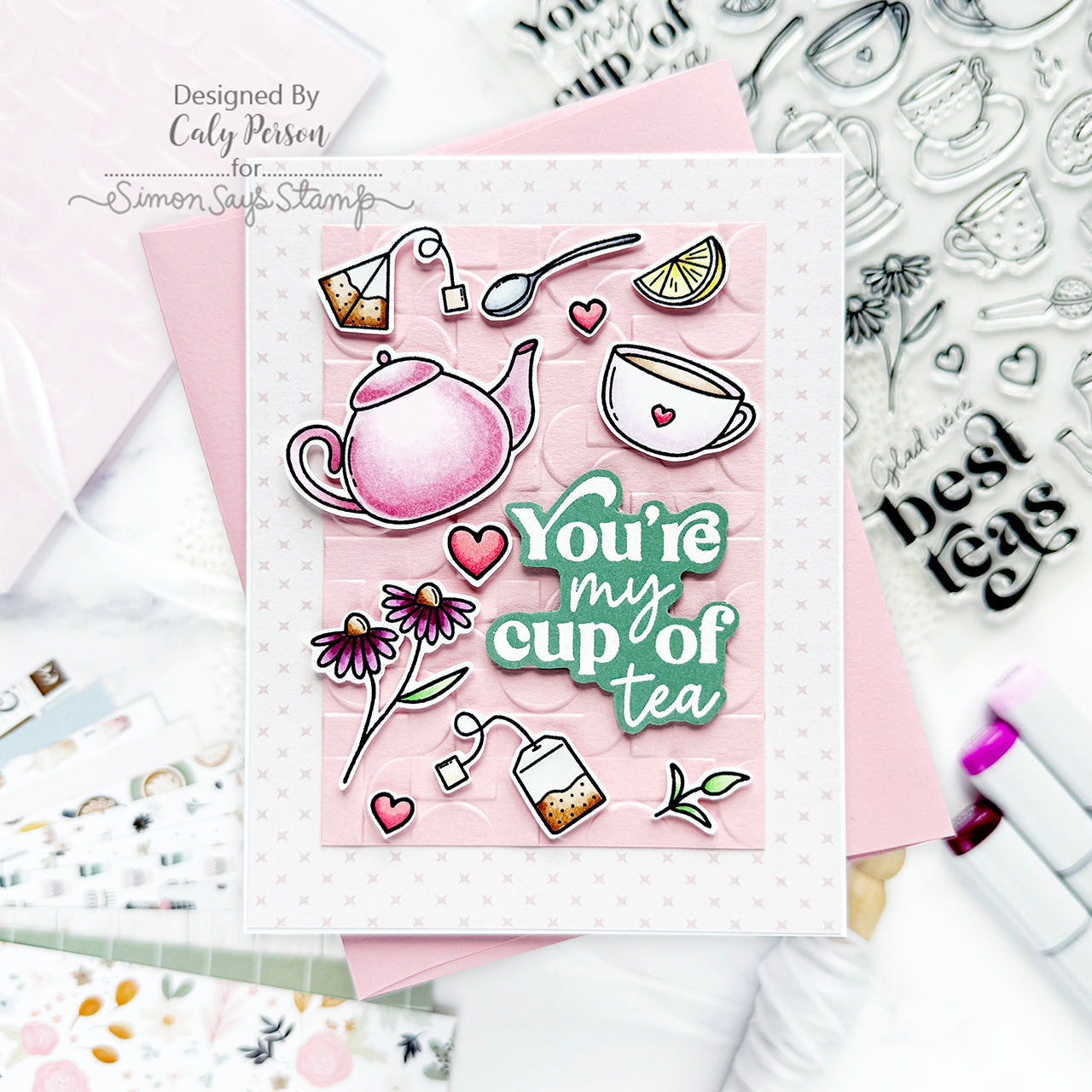 Simon Says Stamp Embossing Folder Demilune sf359 Friend Card