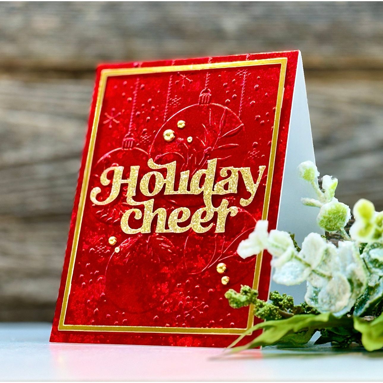 Simon Says Stamp Embossing Folder Verdant Ornaments sf366 Christmas Card