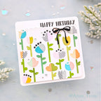 Simon Says Stamp Set of 2 Stencils Folk Flowers 1113stc In My Heart Birthday Card