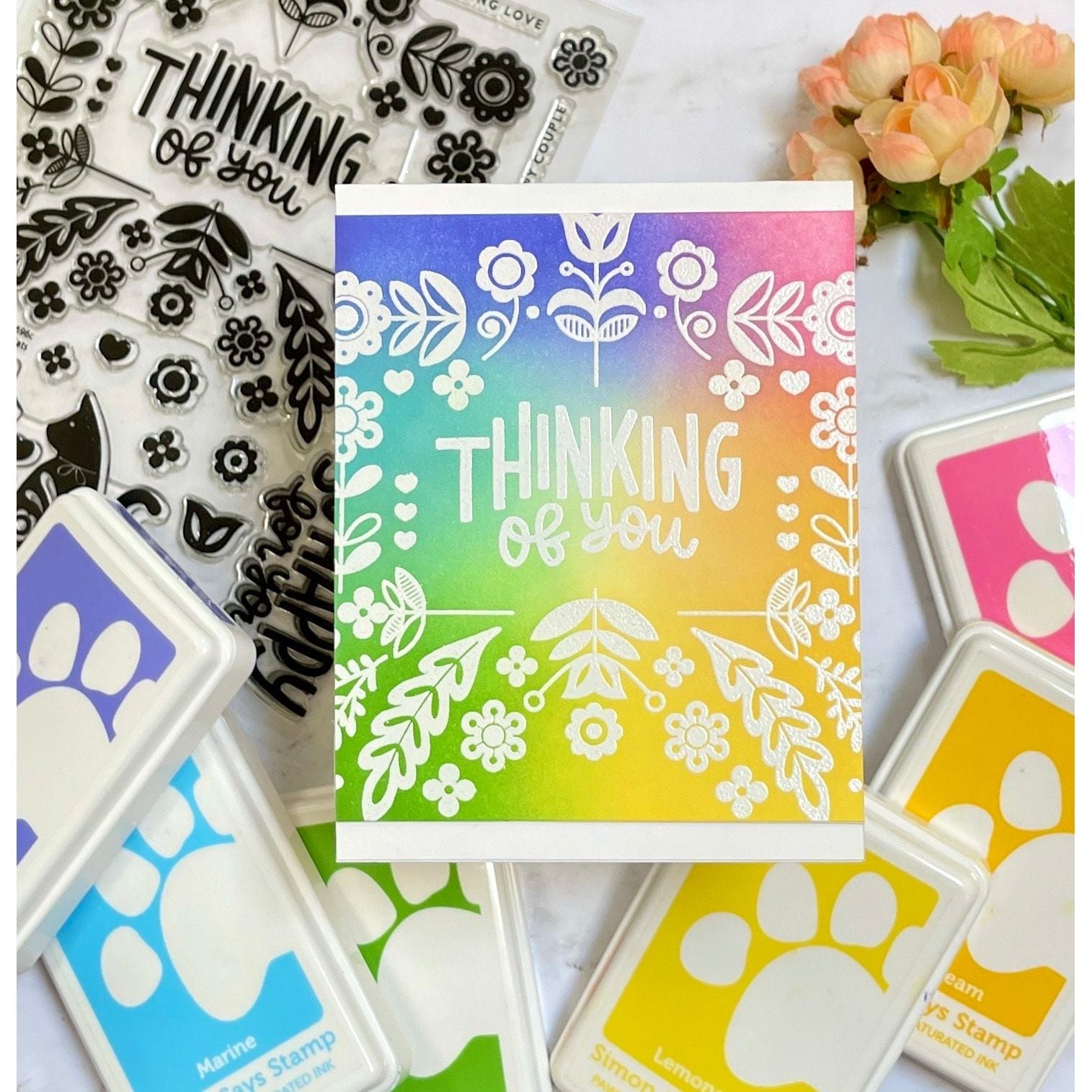 Simon Says Clear Stamps Folksy Cats sss202696c Out Of This World Sending Love Card | color-code:ALT04