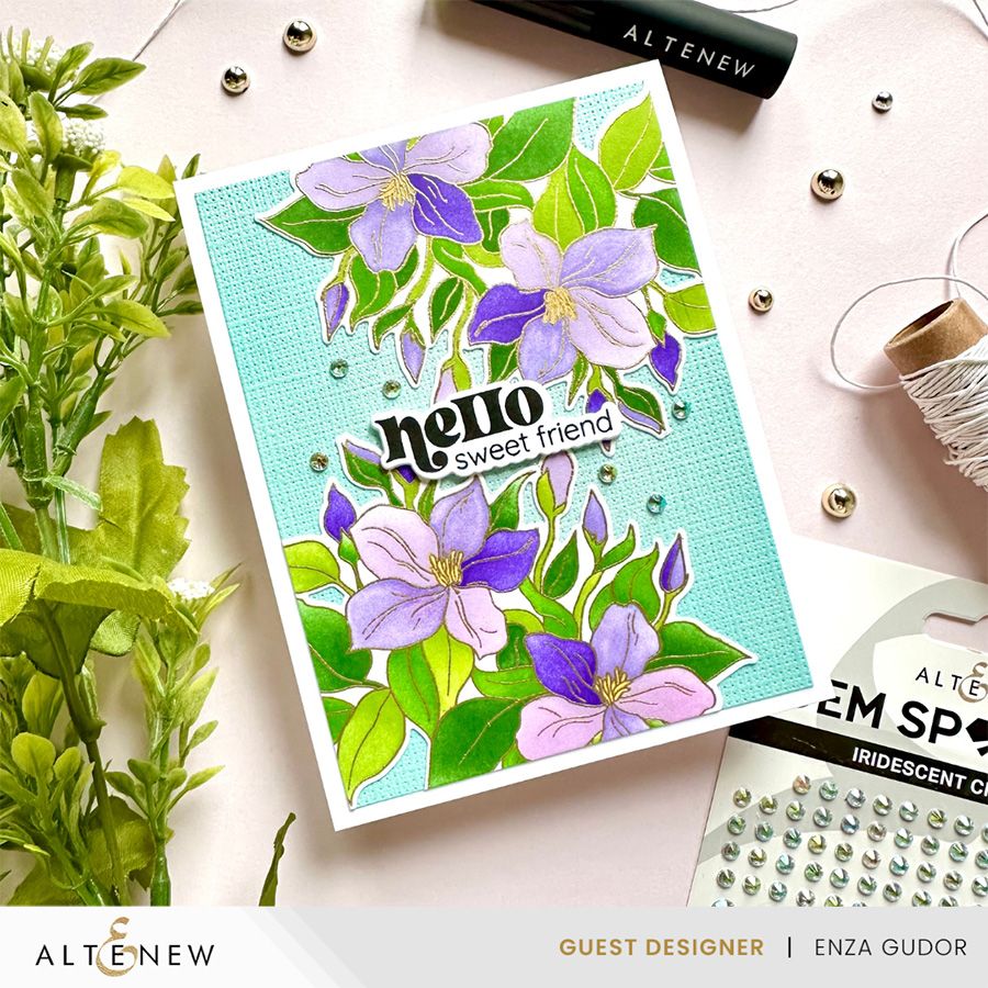 Altenew Sweet Jasmine Press Plates alt8834 hello sweet friend