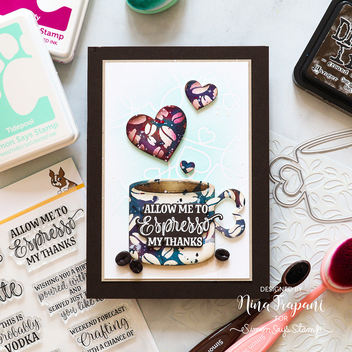 Simon Says Stamp Stencil Fresh Roast 1039st Stamptember Coffee Thanks Card | color-code:ALT03