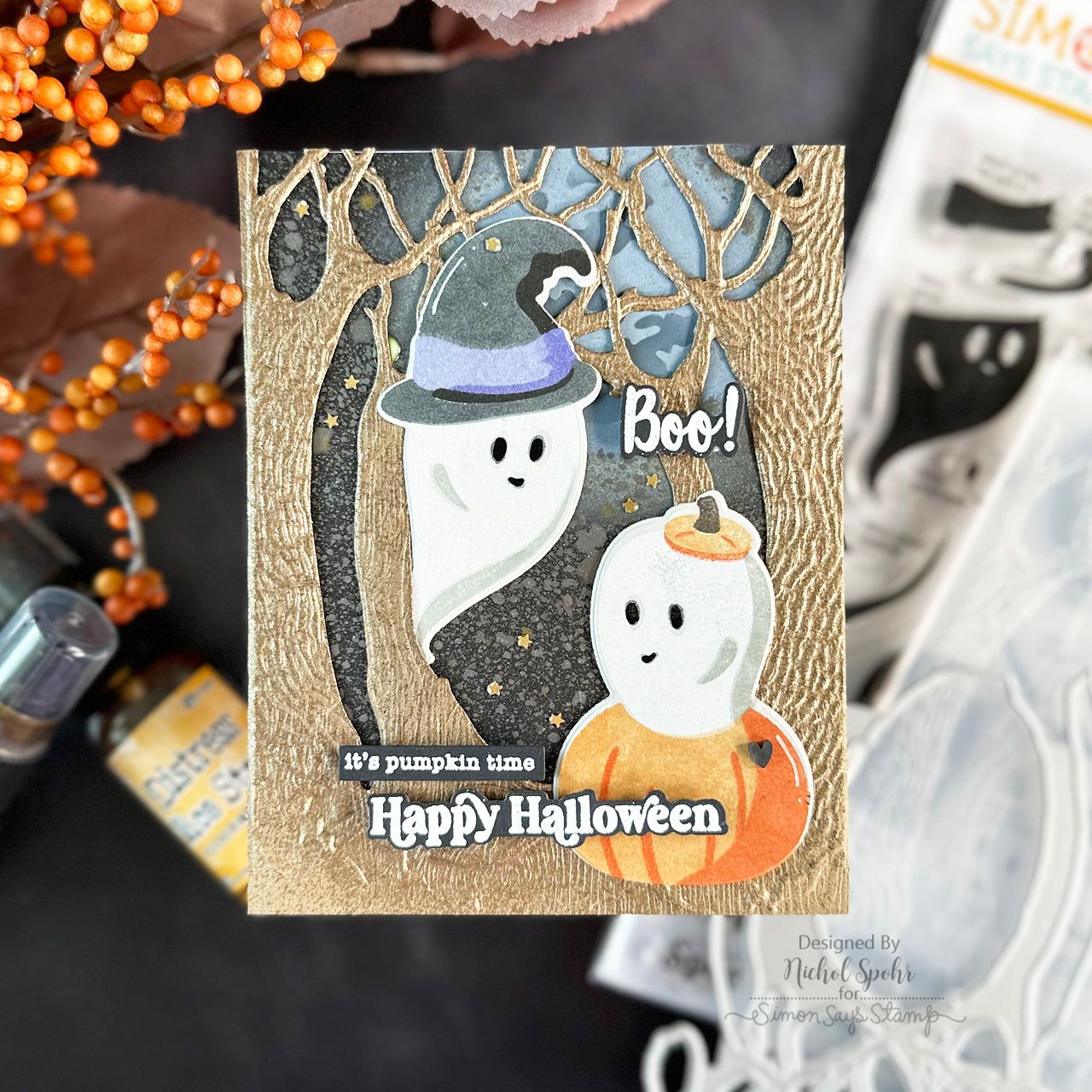 Simon Says Stamp Friendly Ghosts Wafer Dies sssd112859c Stamptember Halloween Card | color-code:ALT01