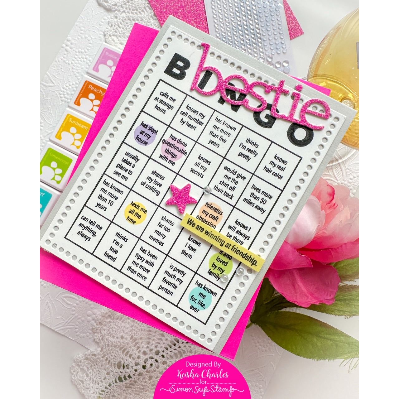 CZ Design Stamps And Dies Friendship Bingo Friend Card