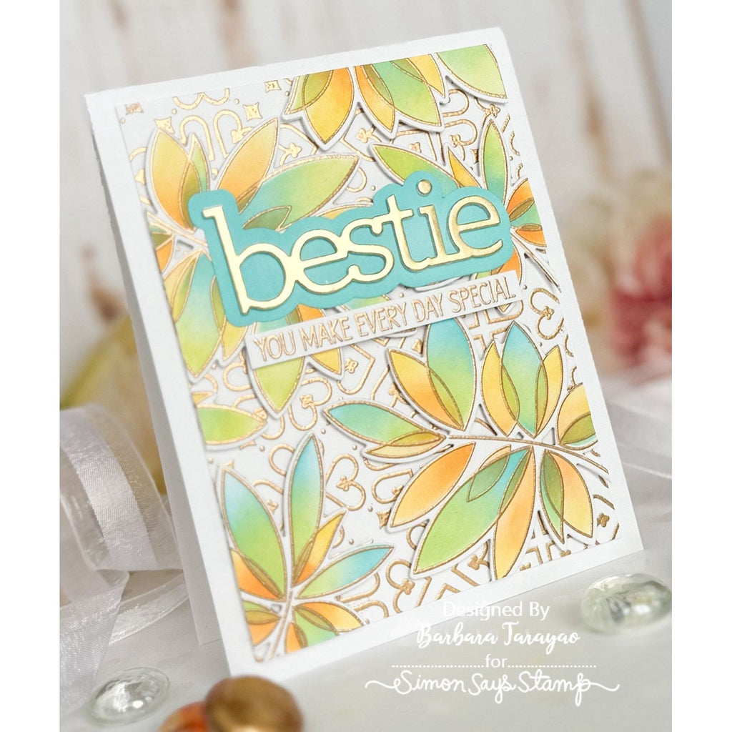 Simon Says Stencils Friendship Leafy Cluster 1016stc Sweetheart Friend Card | color-code:ALT01