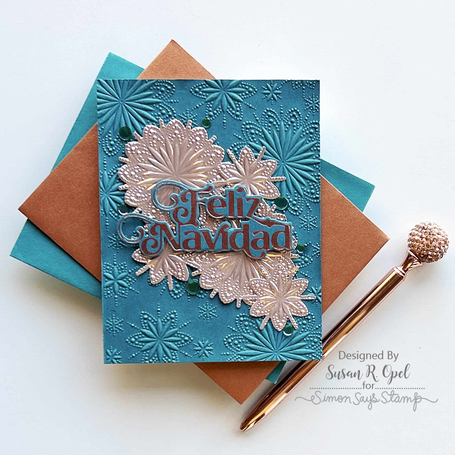 Simon Says Stamp Sequins Frosty Pines fp1123 All The Joy Christmas Card