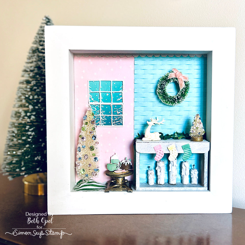 Simon Says Stamp Embossing Folder Frosty Pines sf421 Festive Fun Christmas Vignette