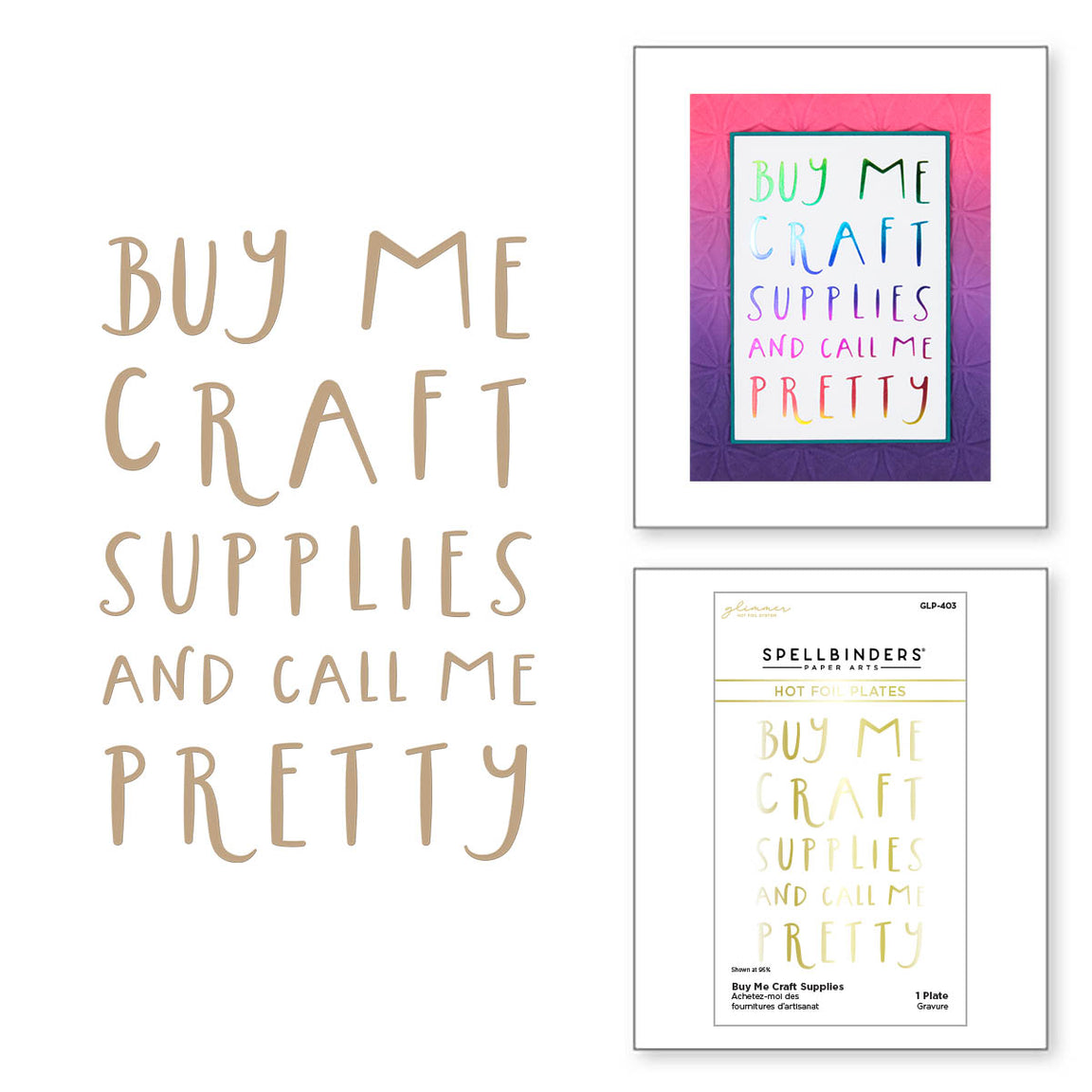 GLP-403 Spellbinders Buy Me Craft Supplies Glimmer Hot Foil Plate Pretty