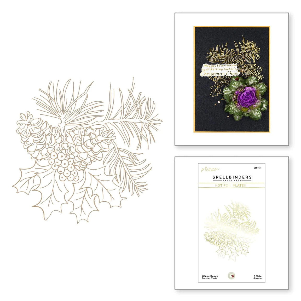 GLP-431 Spellbinders Snow Garden Sentiments Hot Foil Plate and Die Set product image