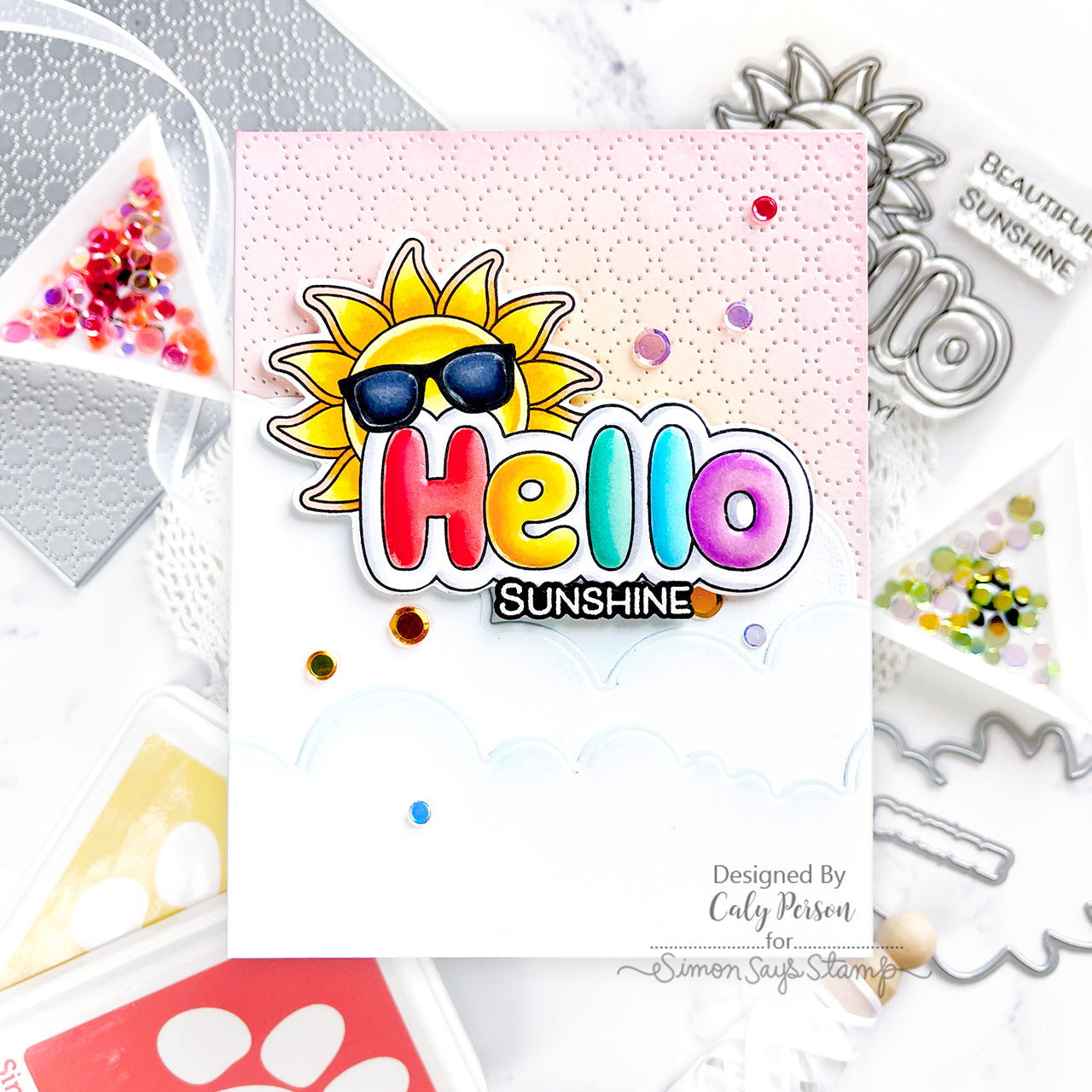 Simon Says Stamp Embellishment Mix Garden Blooms 0724gb Cheering for You Hello Card