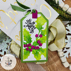 Simon Says Stamp Embossing Folder and Stencils Gathered Holly set1083gh Christmas Tag