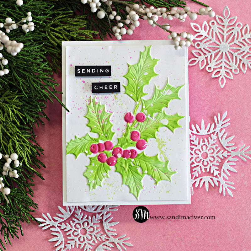 Simon Says Stamp Embossing Folder Gathered Holly sf521 Christmas Card