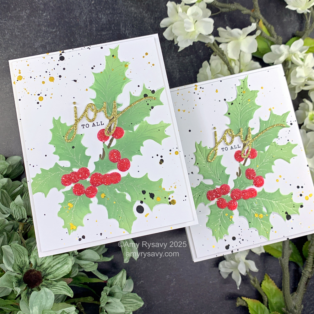 Simon Says Stamp Embossing Folder and Stencils Gathered Holly set1083gh Christmas Cards | color-code:ALT01