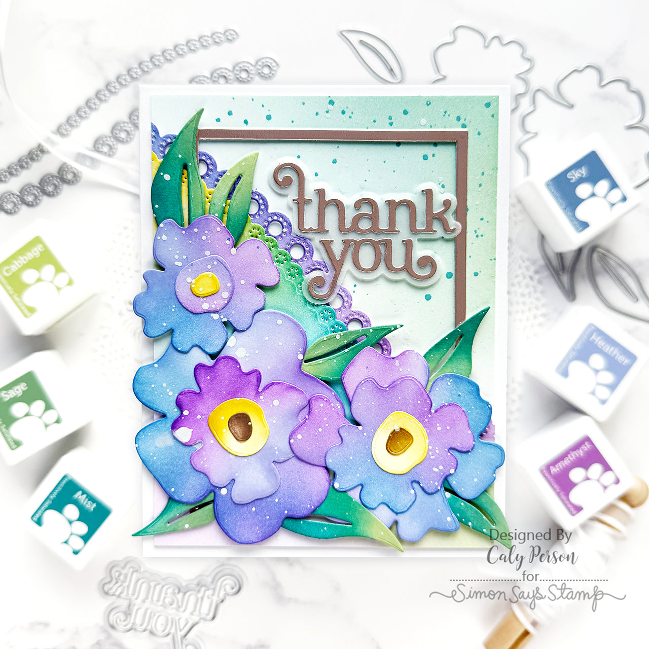 Simon Says Stamp Giggle Thank You Wafer Dies s1030 Moments in Time Thank You Card | color-code:ALT06