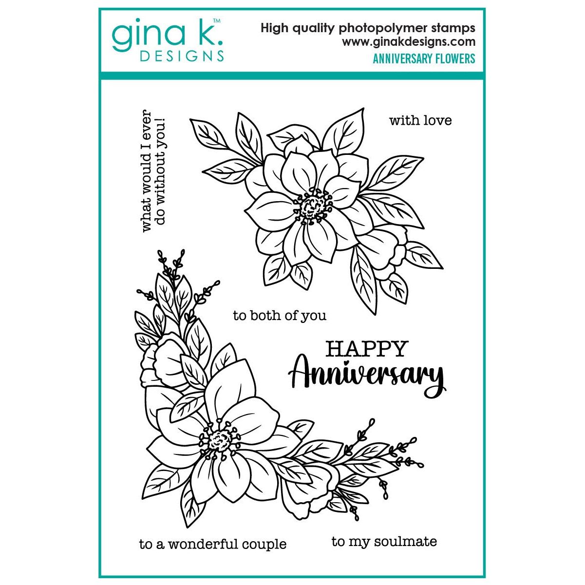 Gina K Designs Anniversary Flowers Stamps as45