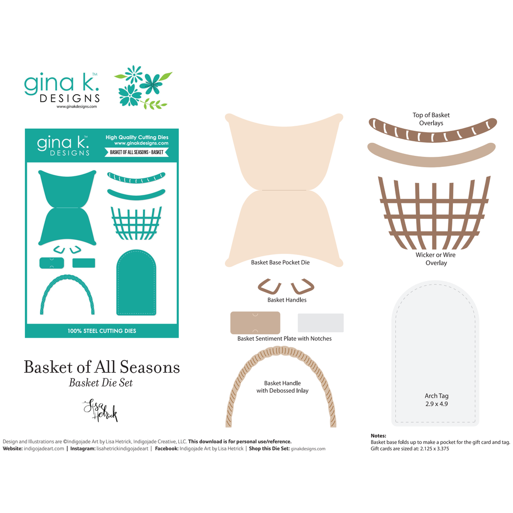 Gina K Designs Basket of All Season Basket dimensions and additional information