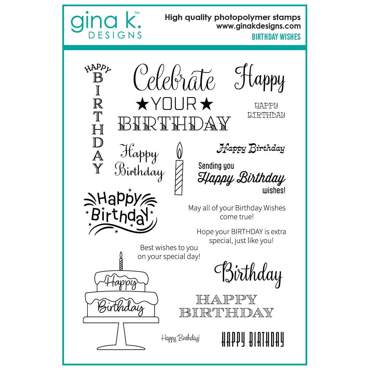 Gina K Designs Birthday Wishes Stamps dw37