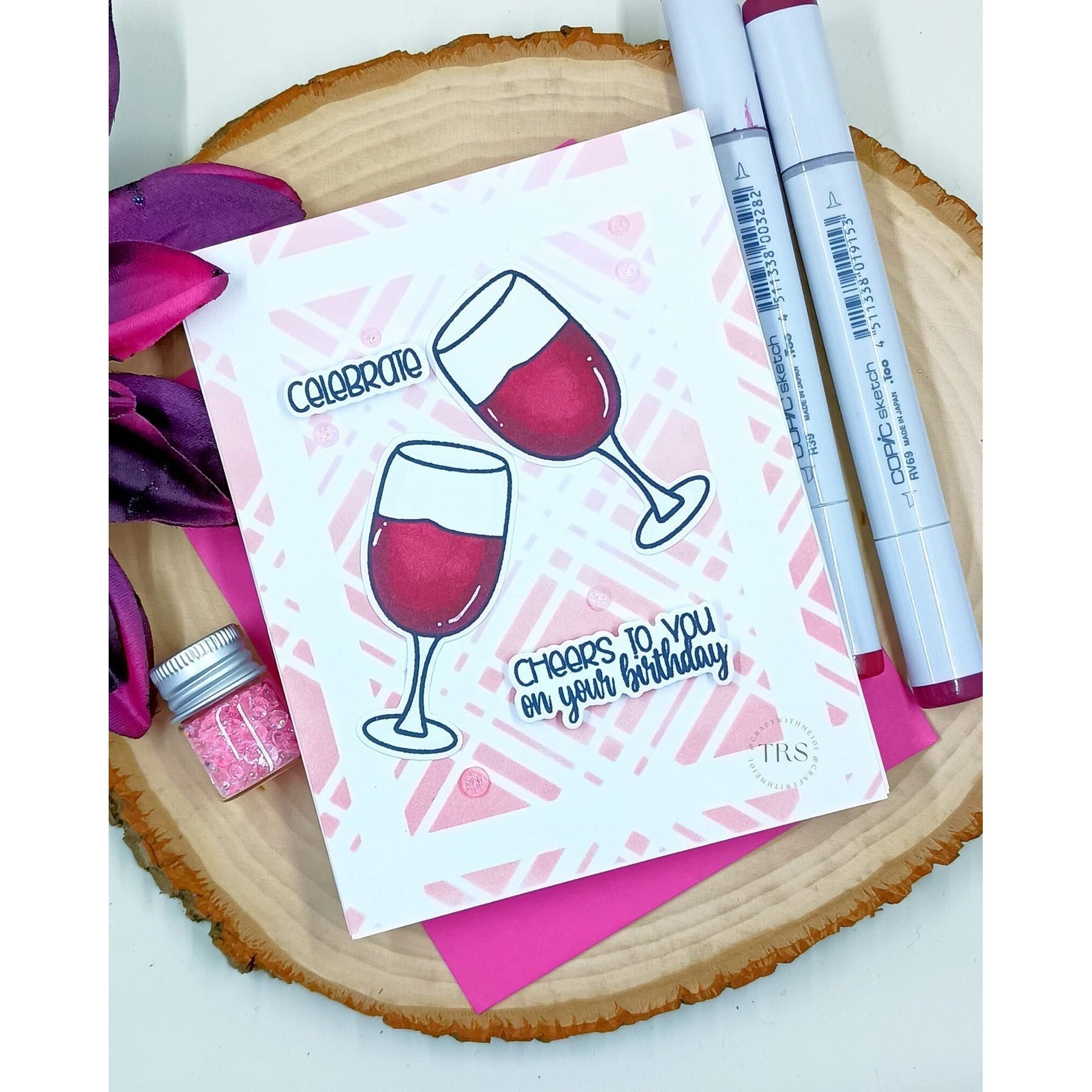 Gina K Designs Cheers Stamps bs71 Wine Cheers