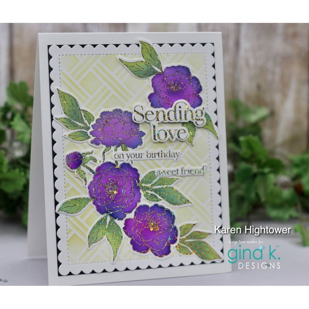 Gina K Designs Delicate Dahlias Poly-Glaze Foiling Sheets pgf37 sending love purple
