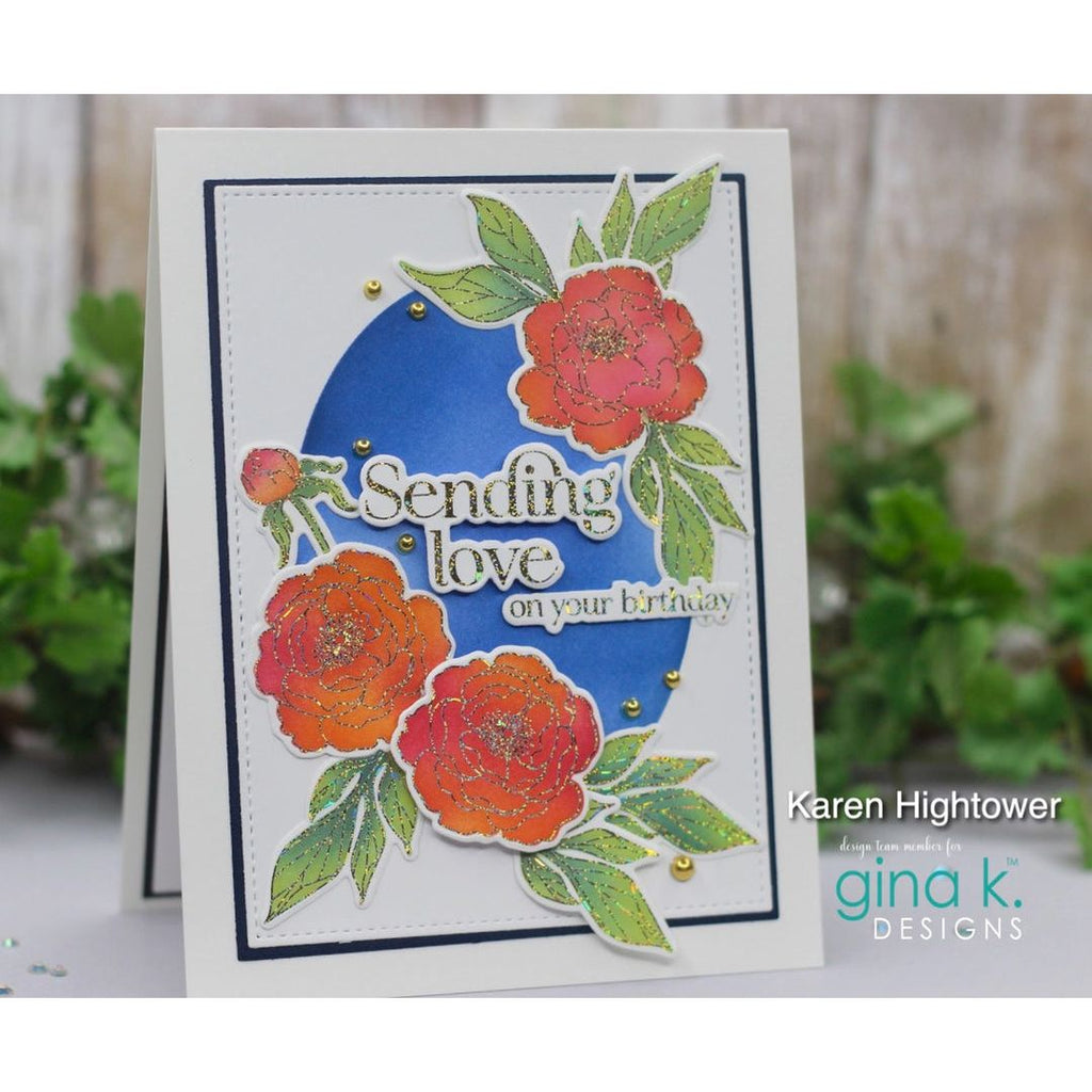 Gina K Designs Delicate Dahlias Stamps and Dies Bundle gkdie0475 love birthday