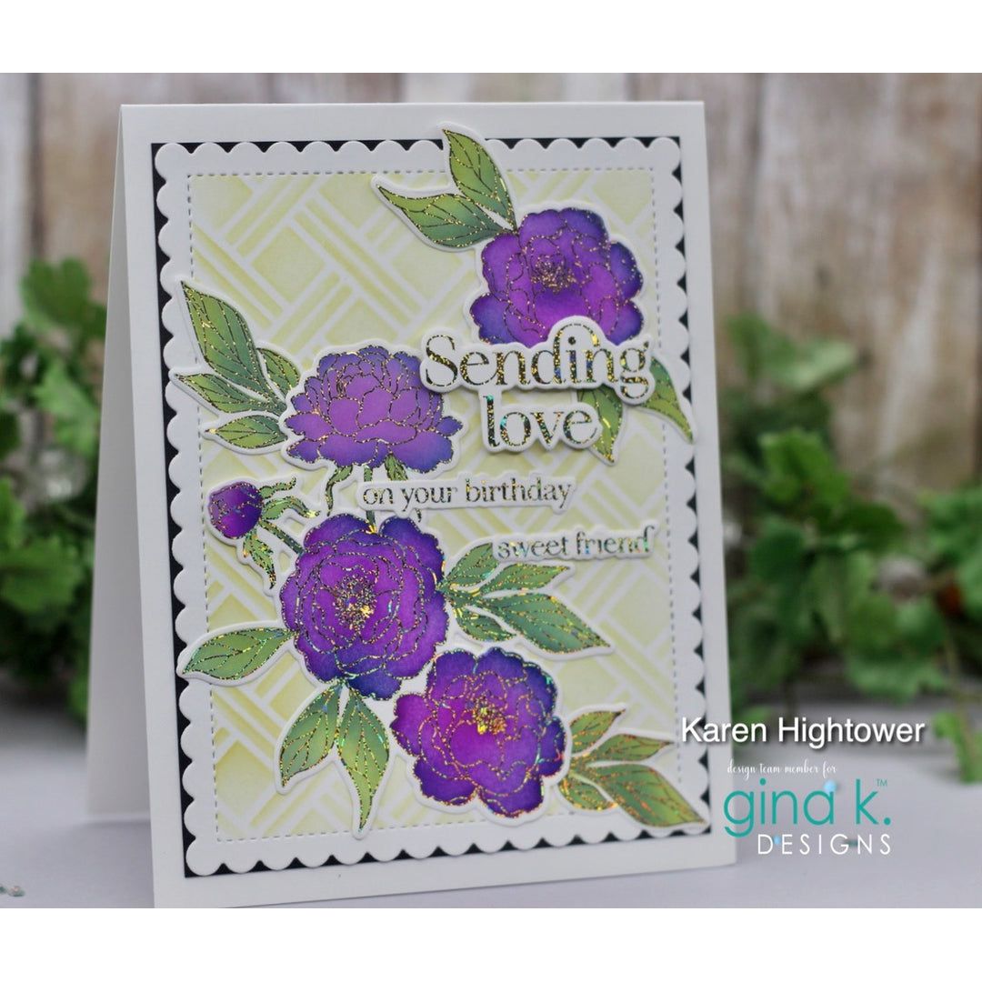 Gina K Designs Delicate Dahlias Stamps and Dies Bundle gkdie0475 sending love