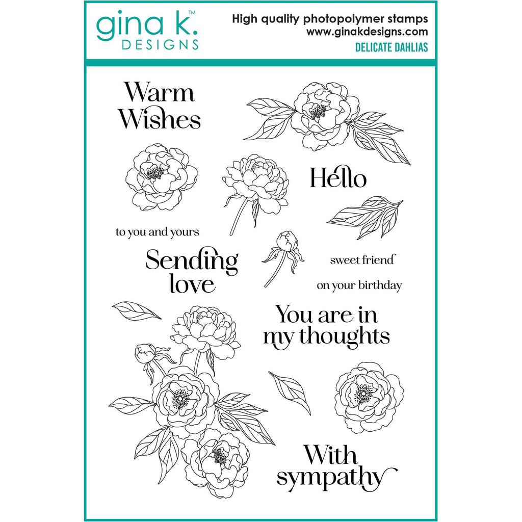Gina K Designs Delicate Dahlias Stamps gkd261
