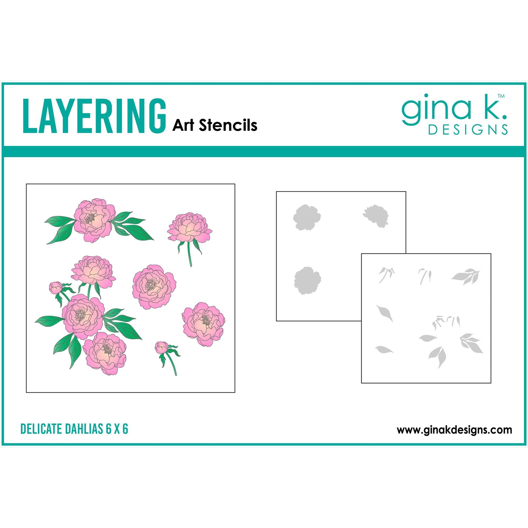 Gina K Designs Delicate Dahlias Stencils gkdst91