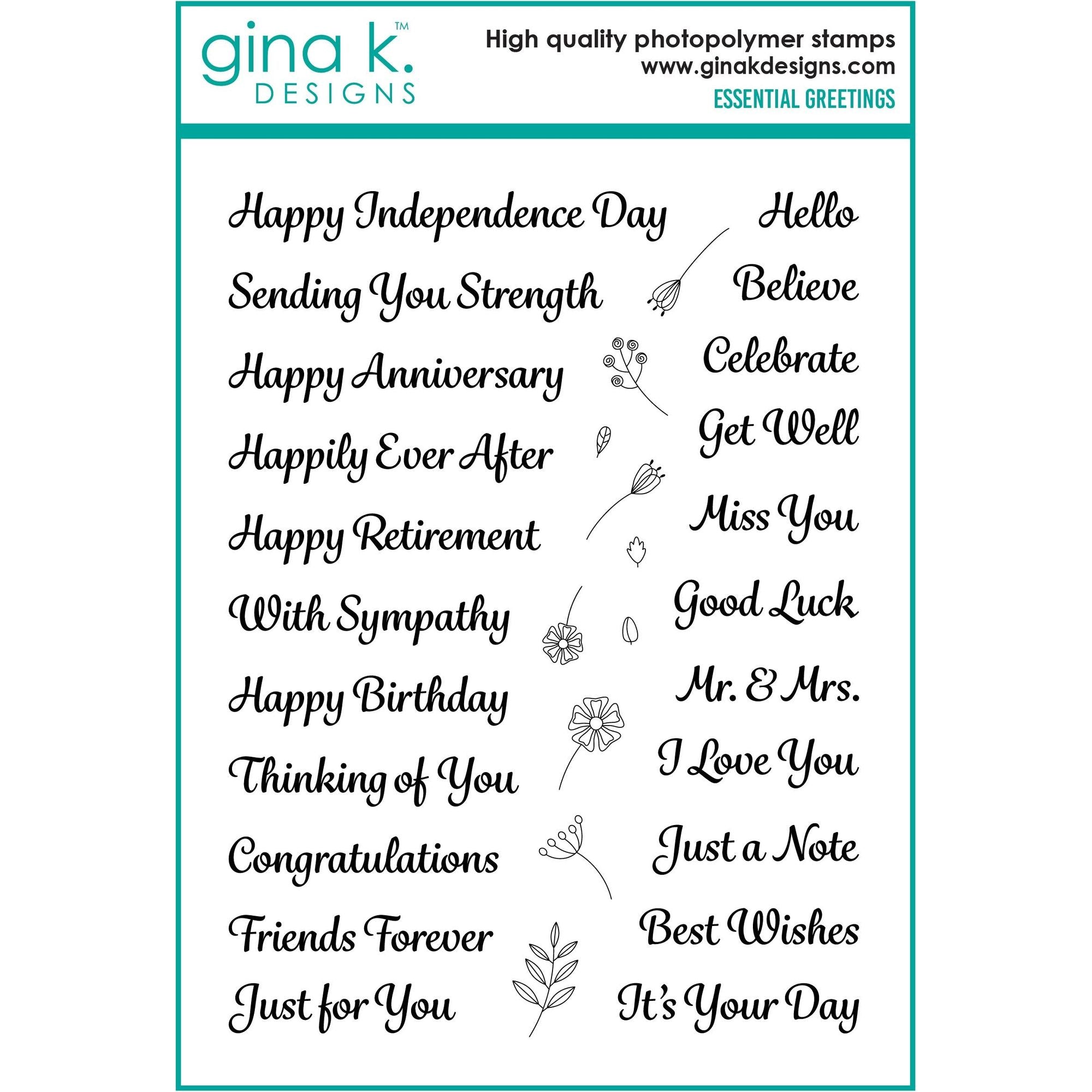 Gina K Designs Essential Greetings Stamps dw33